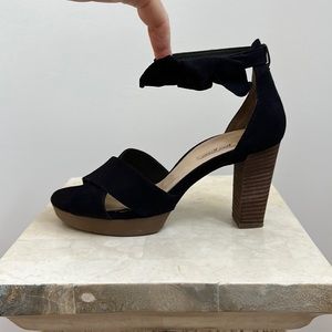 Paul Green Suede Platform Sandal, Navy, size 5, US 7 1/2 -8